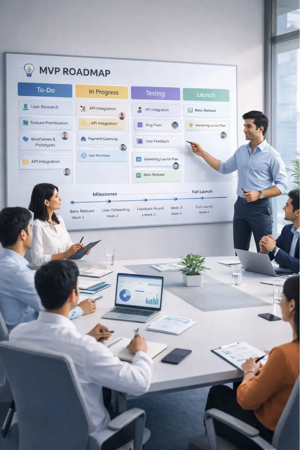 Startup founders planning MVP development strategy in India