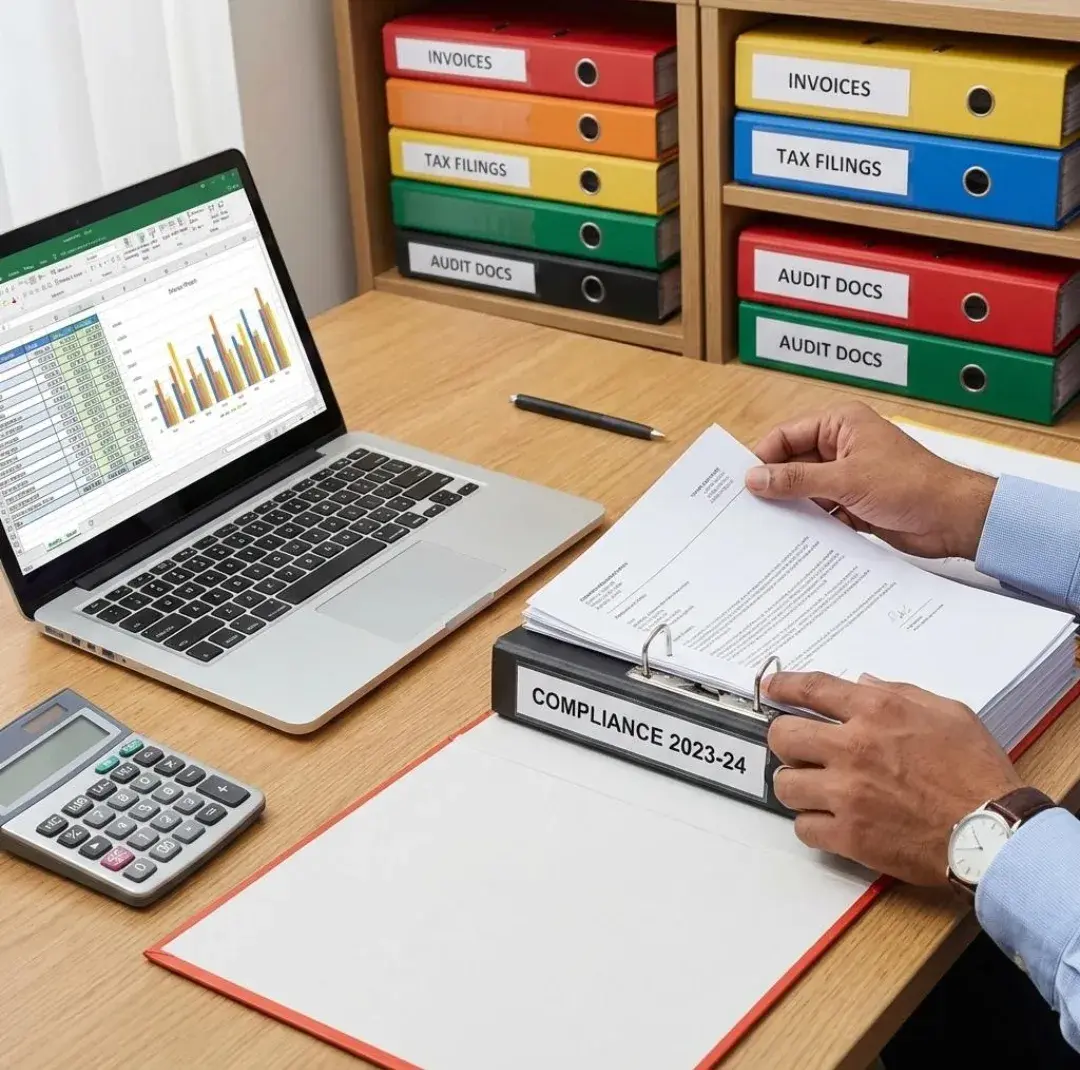 Organizing accounting invoices and supporting documents for TallyPrime records