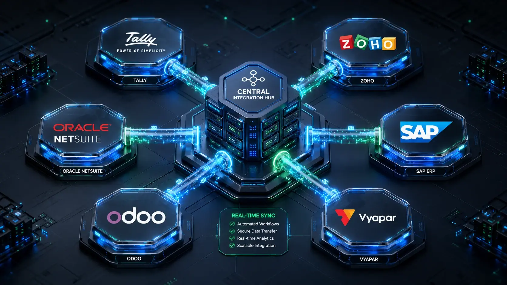 Enterprise ERP Solutions: Connect TallyPrime, Zoho One, Oracle NetSuite,SAP, Odoo, and Vyapa