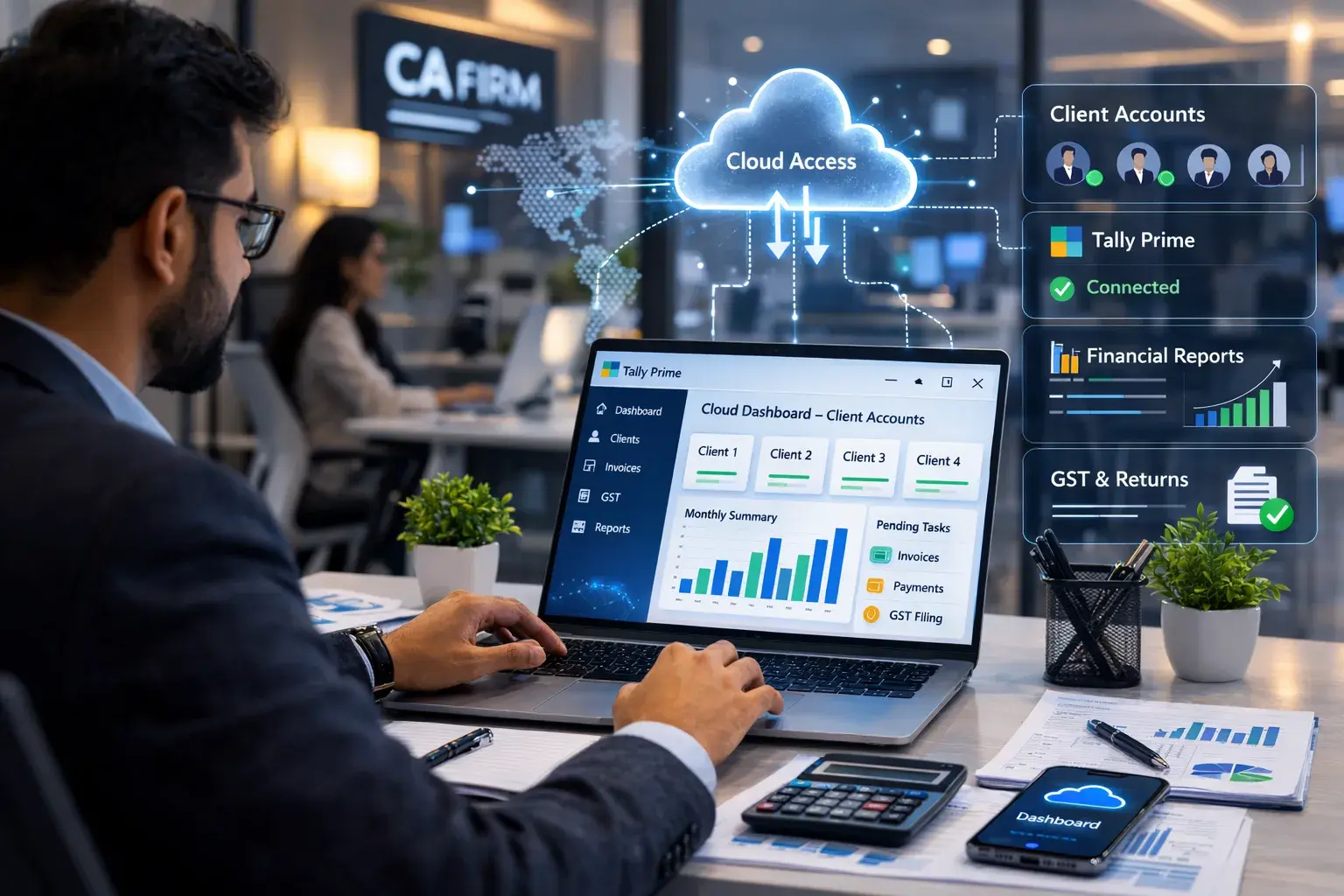Tally on cloud for CA firms dashboard