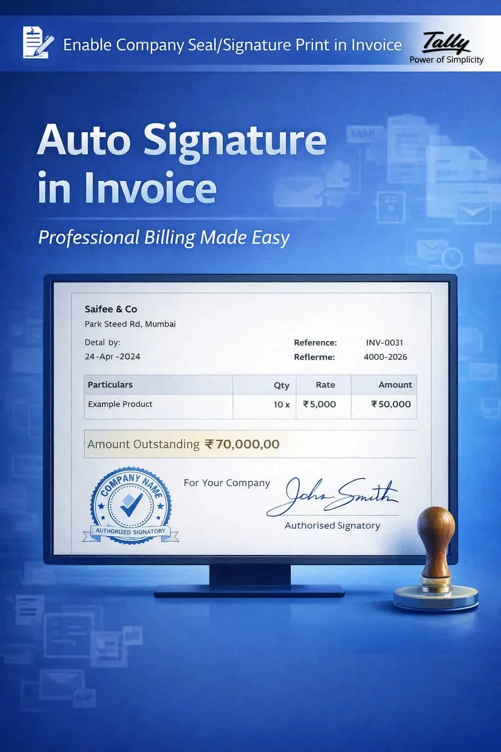 Enable Company Seal/Signature Print in Invoice