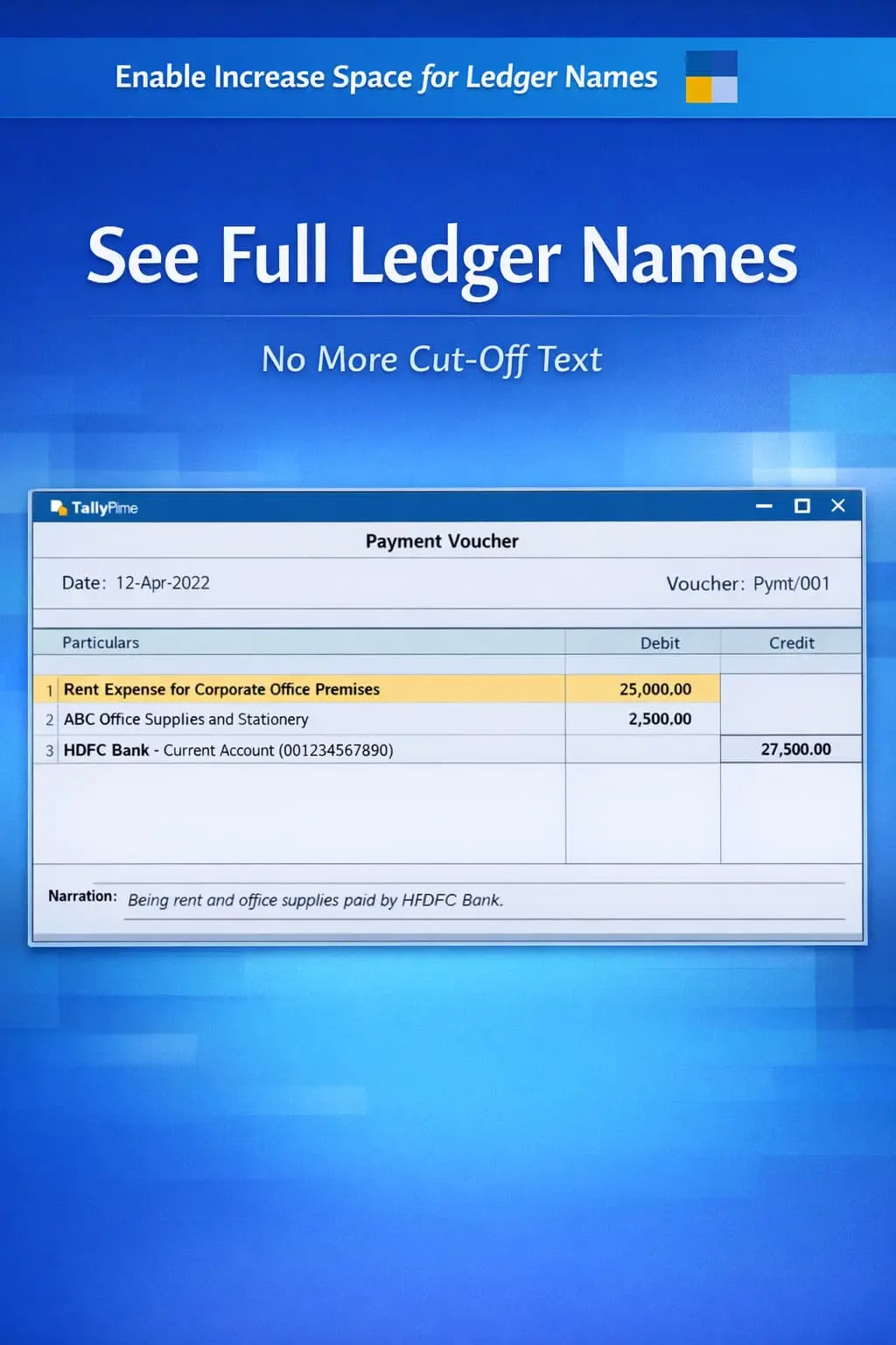 Enable Increase Space for Ledger Names