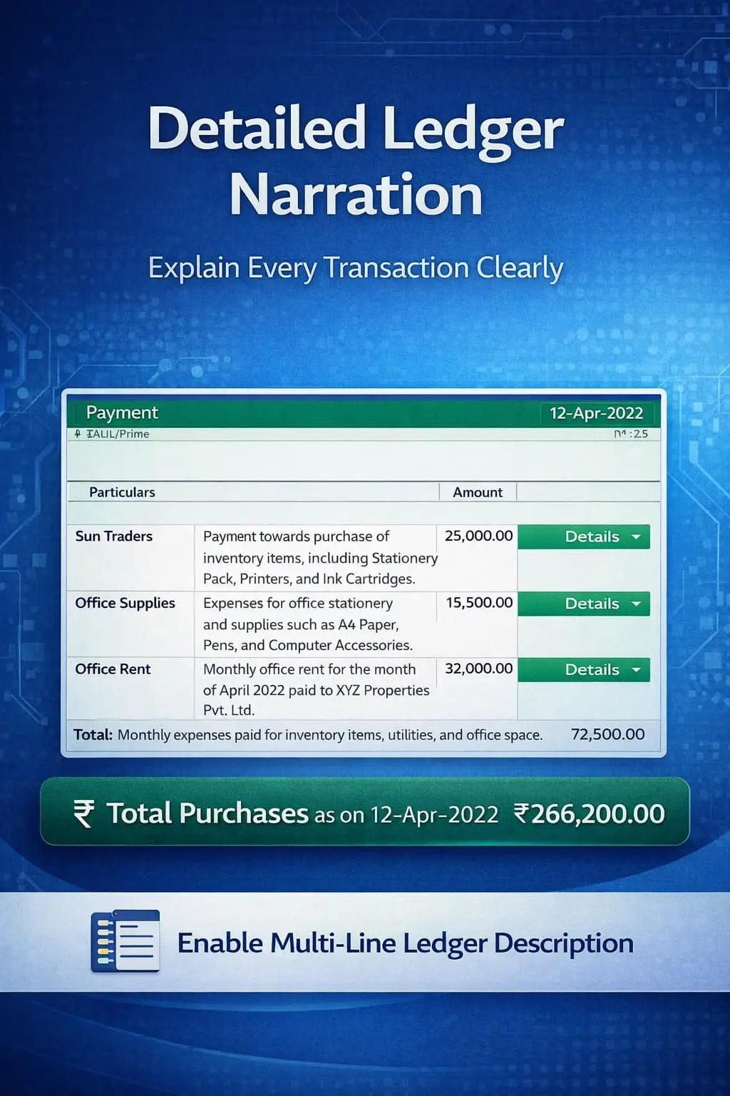 Enable Multi-Line Ledger Description