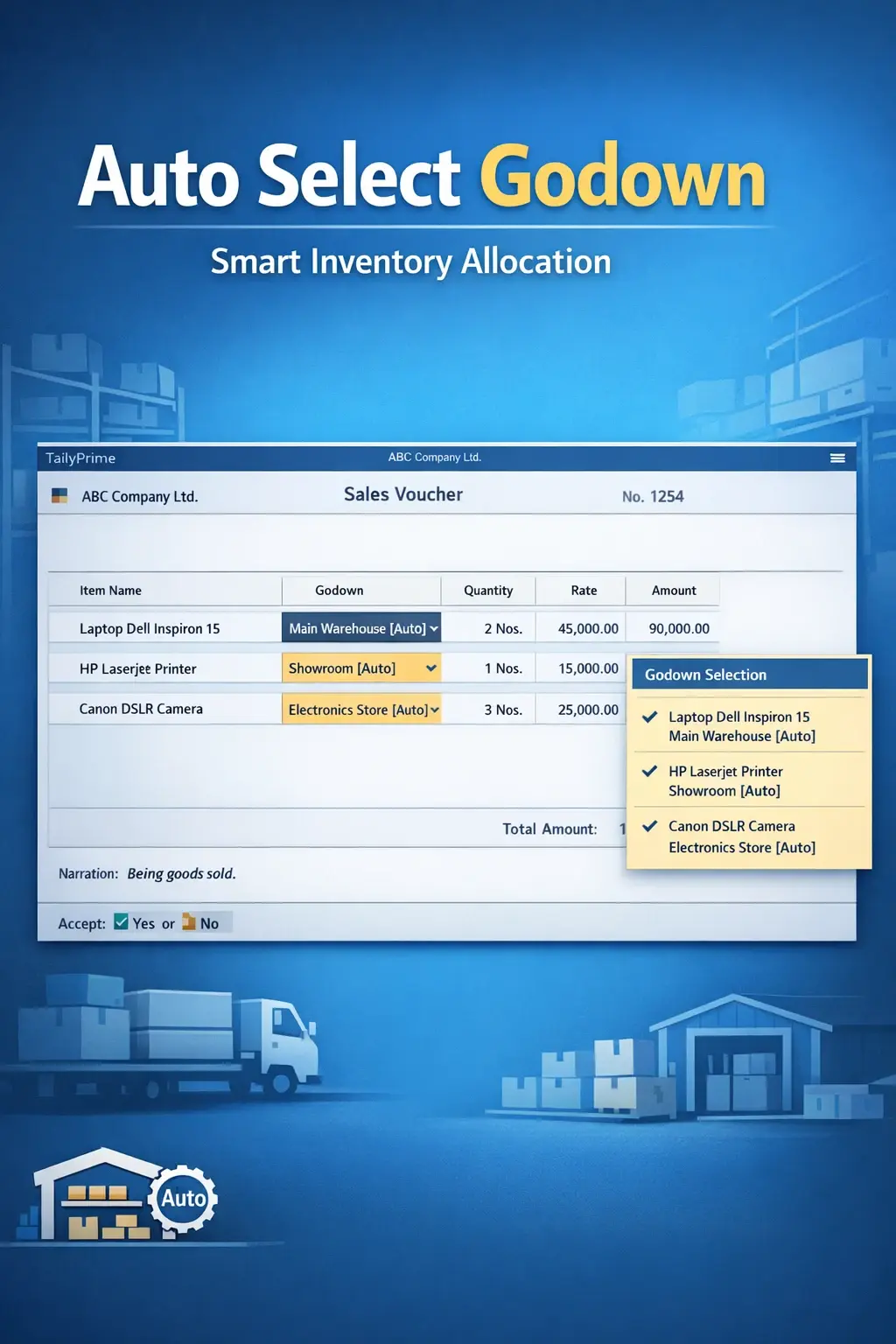 Enable Stock Items wise Auto Godown Selection
