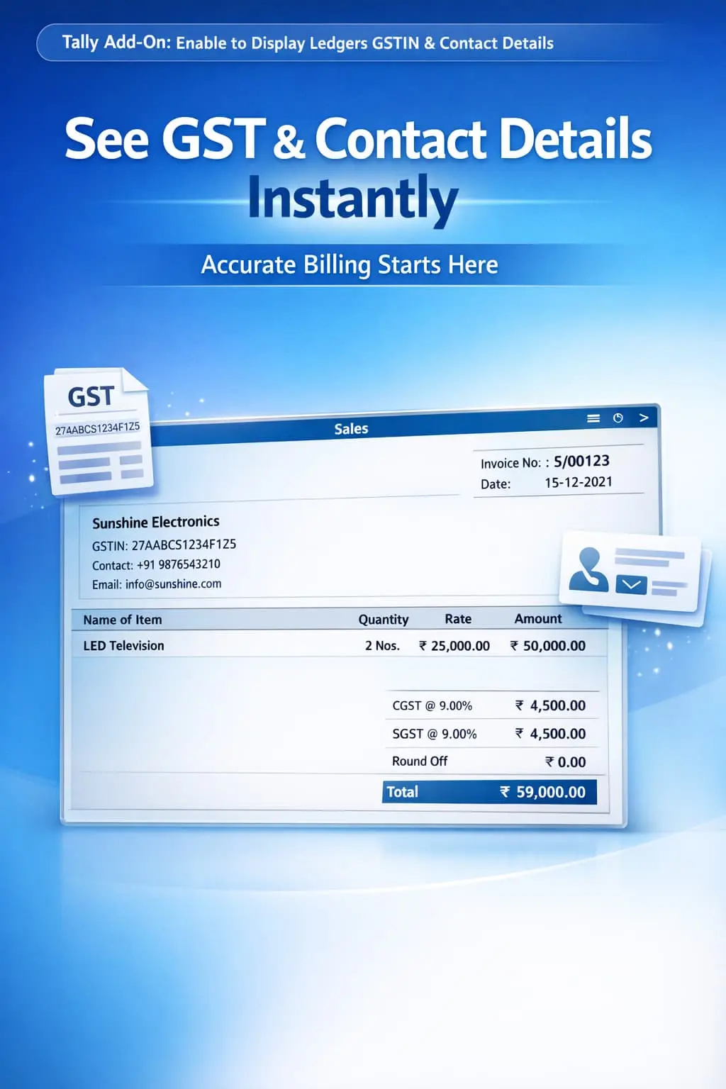 Enable to Display Ledgers GSTIN & Contact Details