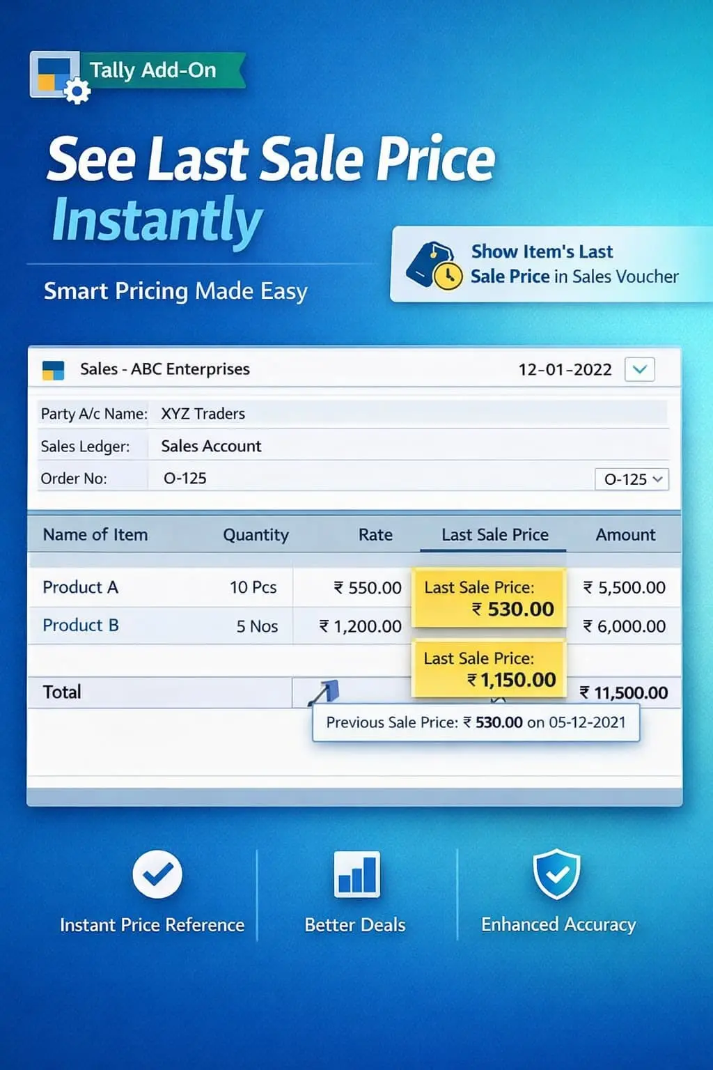 Show Item’s Last Sale Price in Sales Voucher